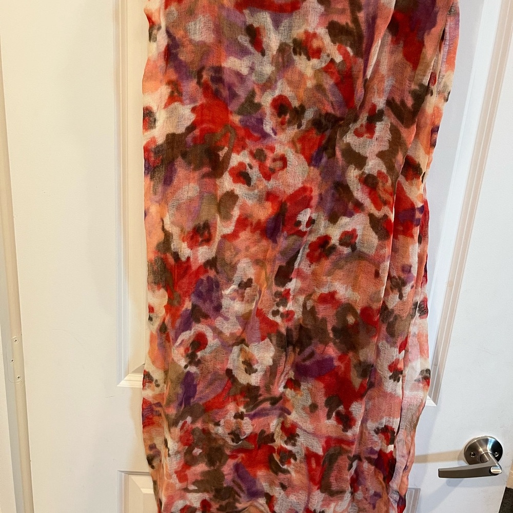 LOFT Red and Purple Floral Scarf - Picture 2 of 5